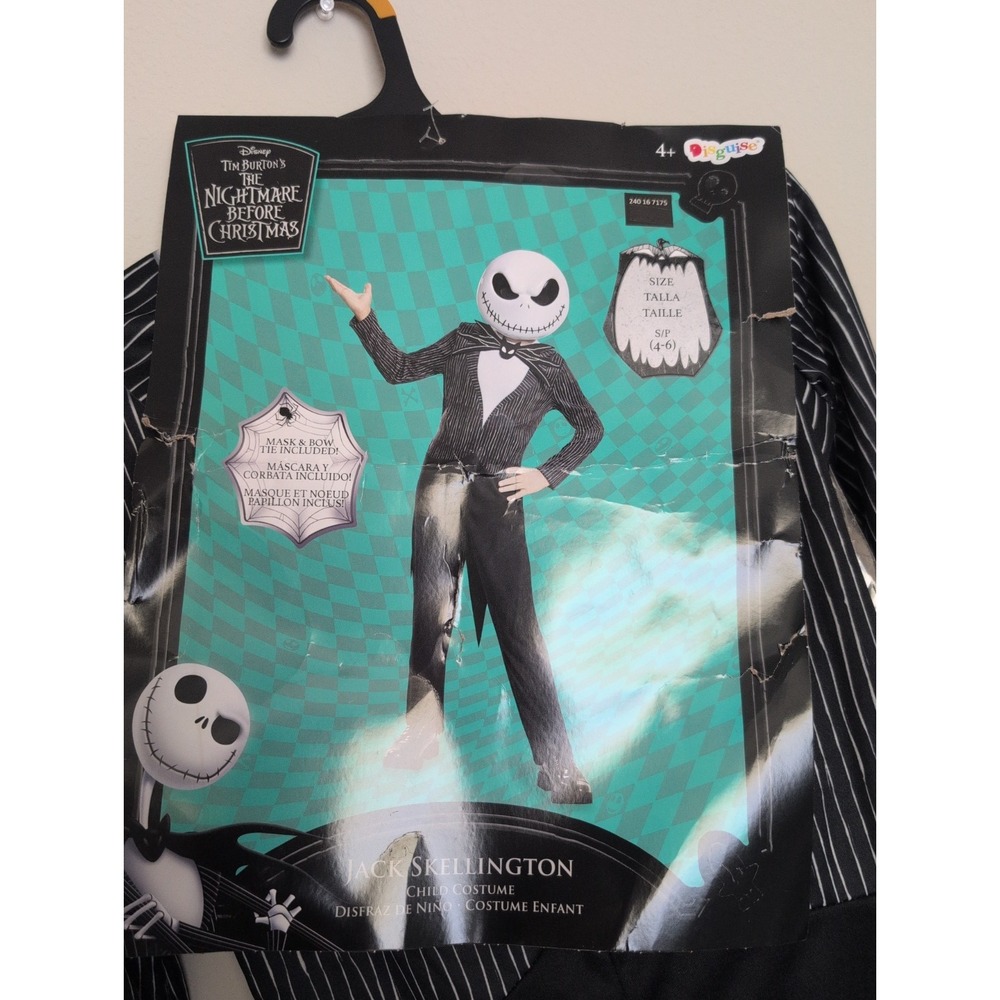 Jack Skellington Kids Size 4+ Costume Nightmare Before Christmas Halloween NEW - Picture 2 of 7